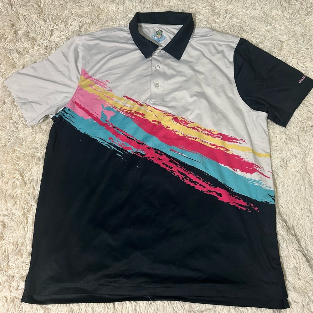 Chubbies Shirt Mens Extra Large Golf Performance Polo Shirt Black pre-owned